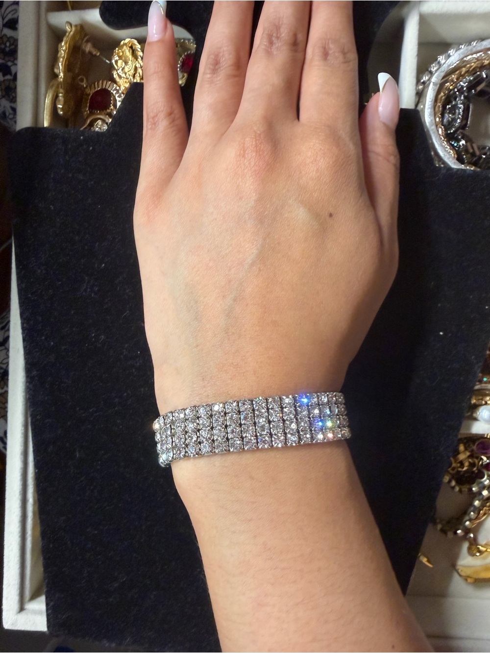 Silver Rhinestone Stretch Bracelet